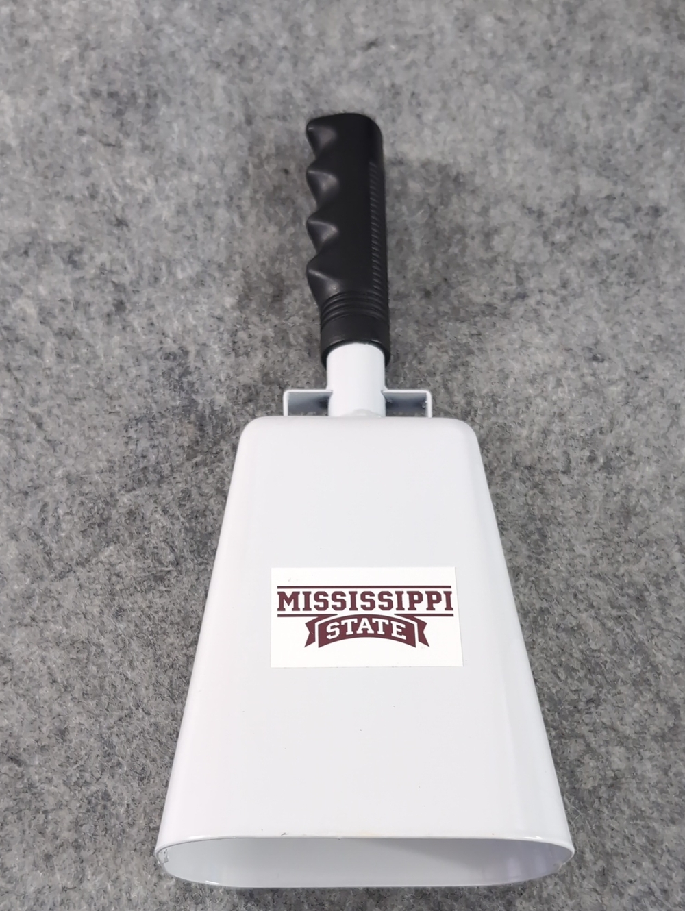 Mississippi State Cowbell with Decals, White with Black Handle
